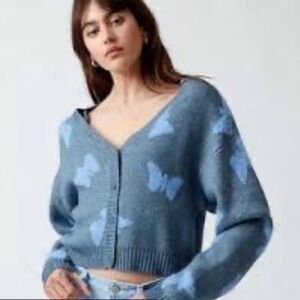 La Hearts Blue Butterfly Cardigan